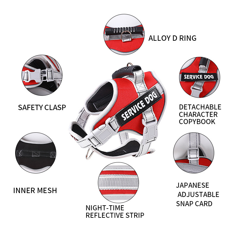 Adjustable Pet Dog Harness with Reflective Strips for Large Dogs