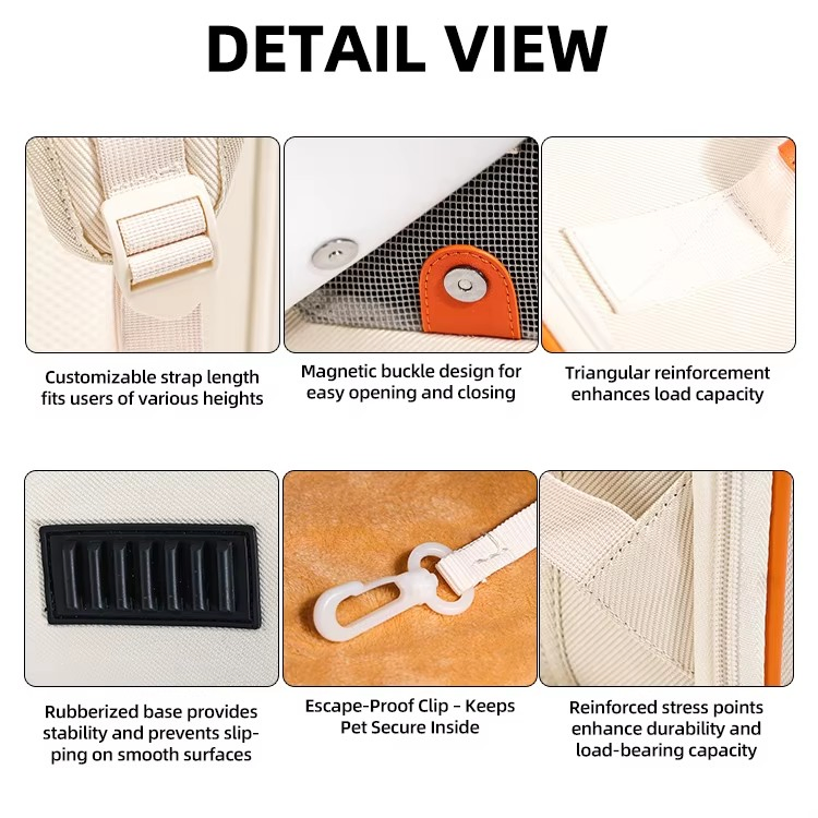 Large Capacity Summer Pet Carrier Oxford Anti-Stress Cat Dog Backpack Zipper Closure Fashion Solid Color Portable Breathable