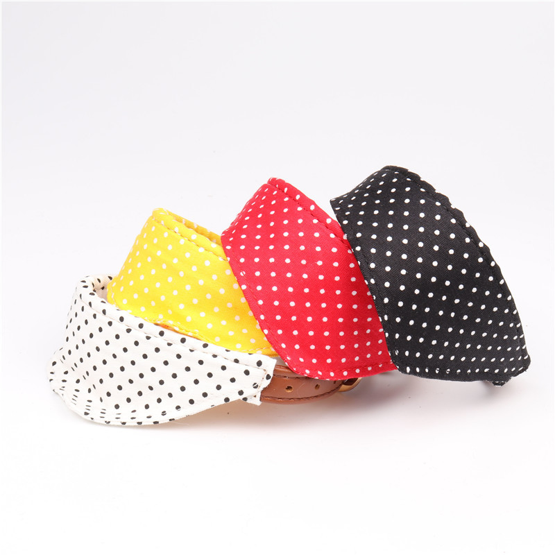 Hot Dots PU Dog Bandanas with Lead Pet Bowknots Collar