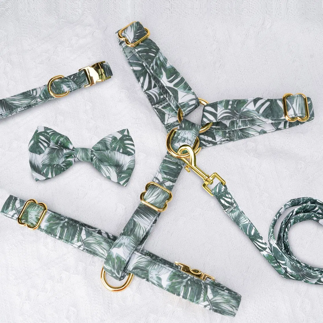 Hanyang New Arrivals Luxury Customization Dog Harness Set Custom 100% Cotton Pet Dog Chest Adjustable Collar Dog Harness and Leash Set Dog Harness