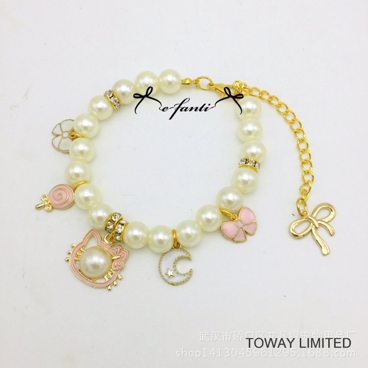 Cute Pet jewelry Necklace Design Rhinestone Dog Pearl Collars