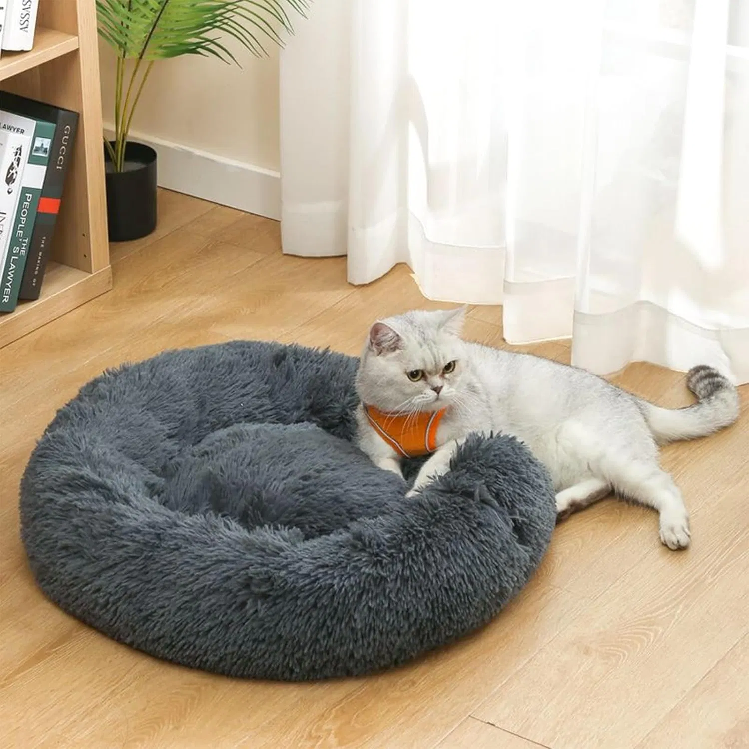 Dog Bed for Small Medium Large Dogs, 20 Inch Calming, Washable-Round Cozy Soft Pet Bed for Puppy and Kitten with Slip-Resistant Bottom
