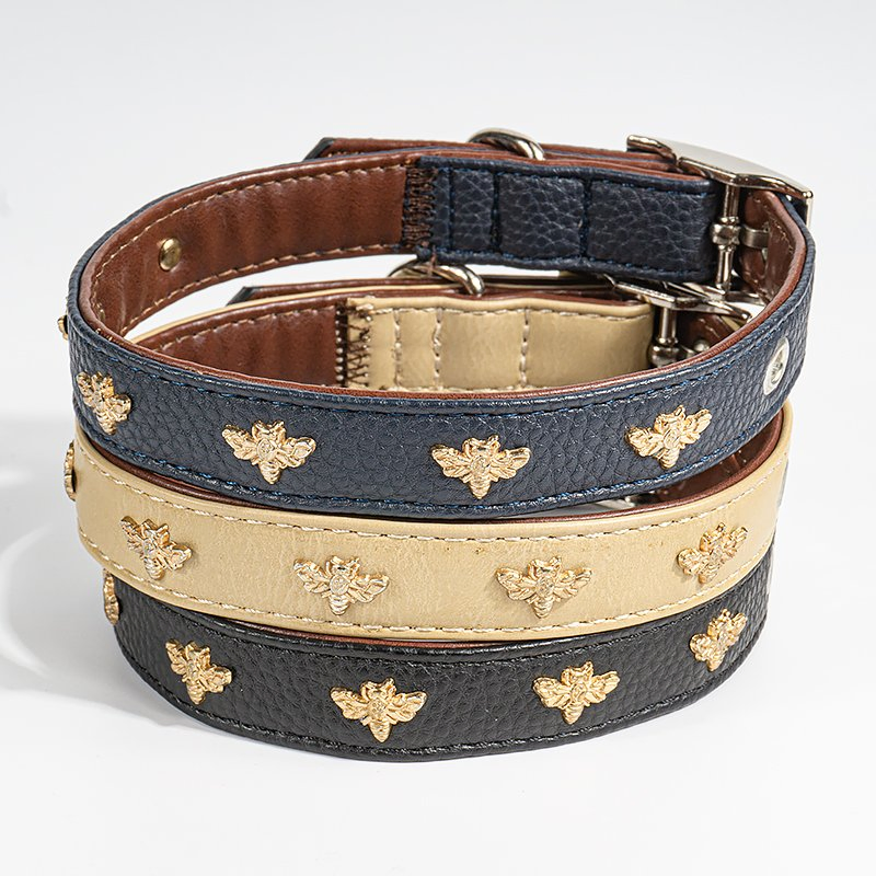 Leather Nylon Webbing Charms Dog Collar