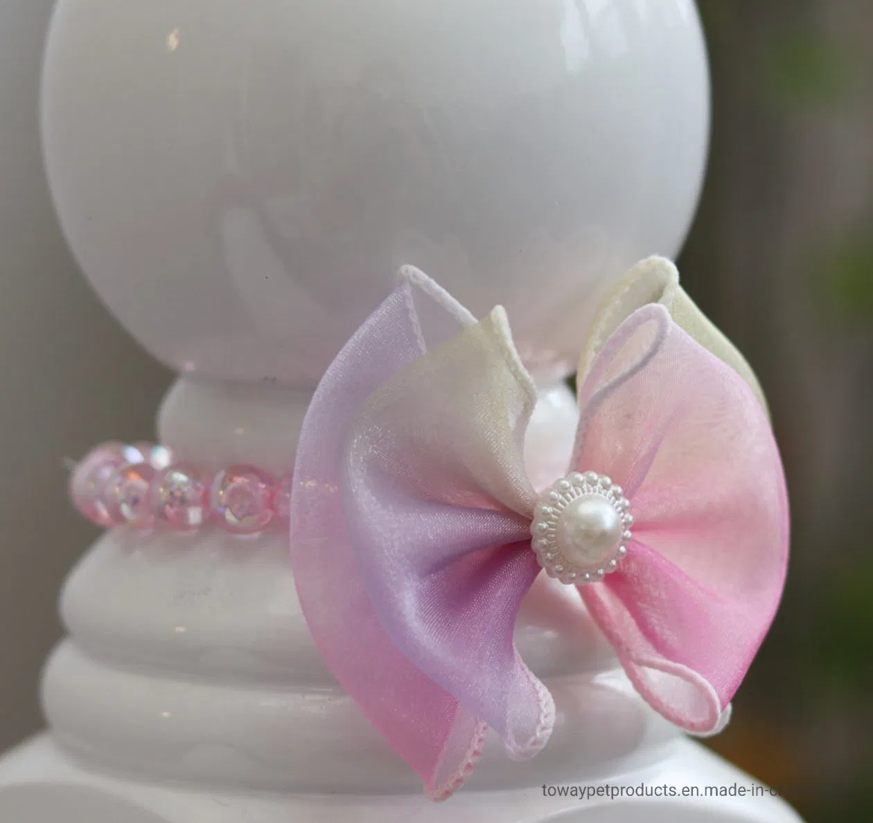 Design New Pet Pearl Bowknot Necklace Dog Collars Pup Accessories