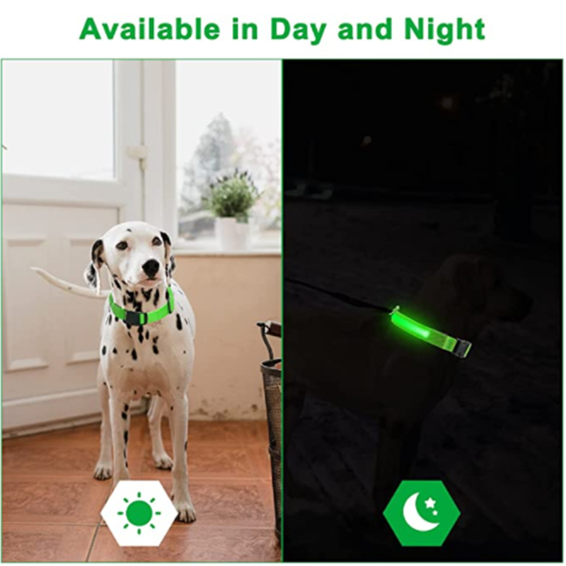 2025 Hot Selling Glow-in-The-Dark LED Dog Collar for Safe Night Walks