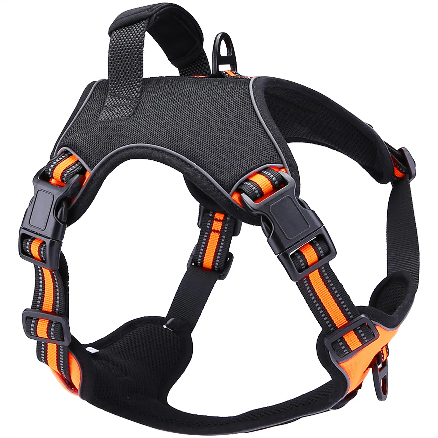 No Pull Dog Harness, Dogs Vest, Python Texture Reflective Adjustable Pet Harness with 2 D-Ring Leash Hooks, Easy Control Handle, 3 Durable Buckle