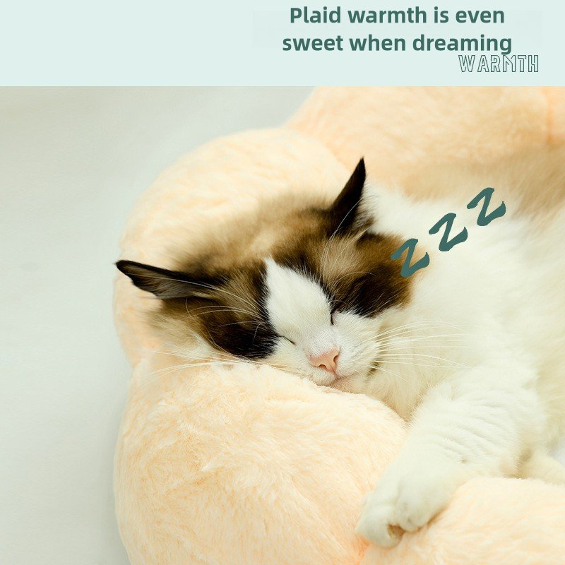 Calming Round Pet Bed Orthopedic Flower Mat with Non-Slip Base for Cats and Dogs