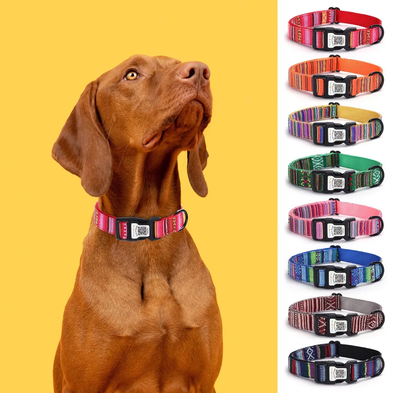 Pattern Style Qr Code Smart ID Pet Dog Collar Durable Personalized Adjustable Custom Luxury Dog Neck Collar