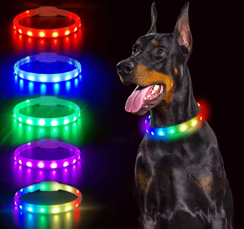 Customize 11 Colours Free Cut LED Light up Pet Safety Warning Collar