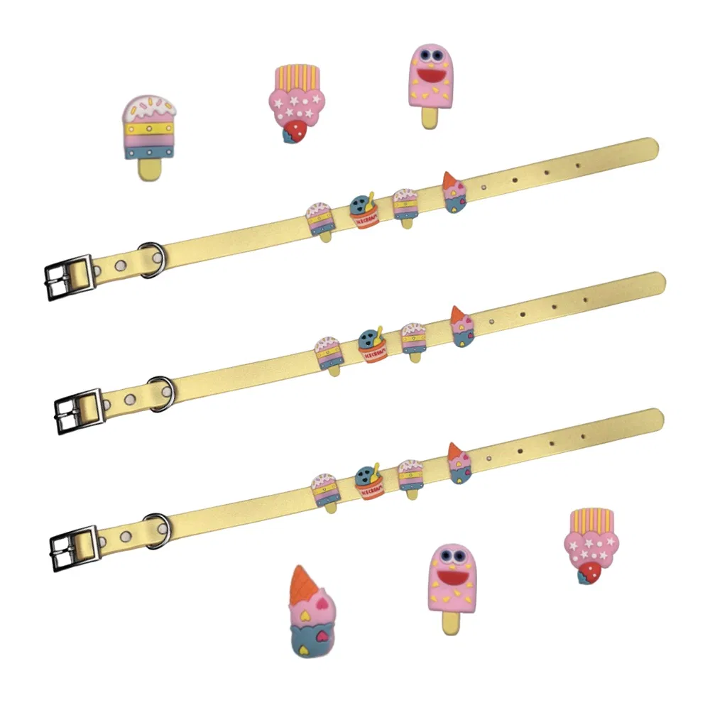 DIY Waterproof Dog Collar with Cute Ice Cream Accessory New Fashion Pet Accessories DIY Charms for Silicone Dog Cat Collars