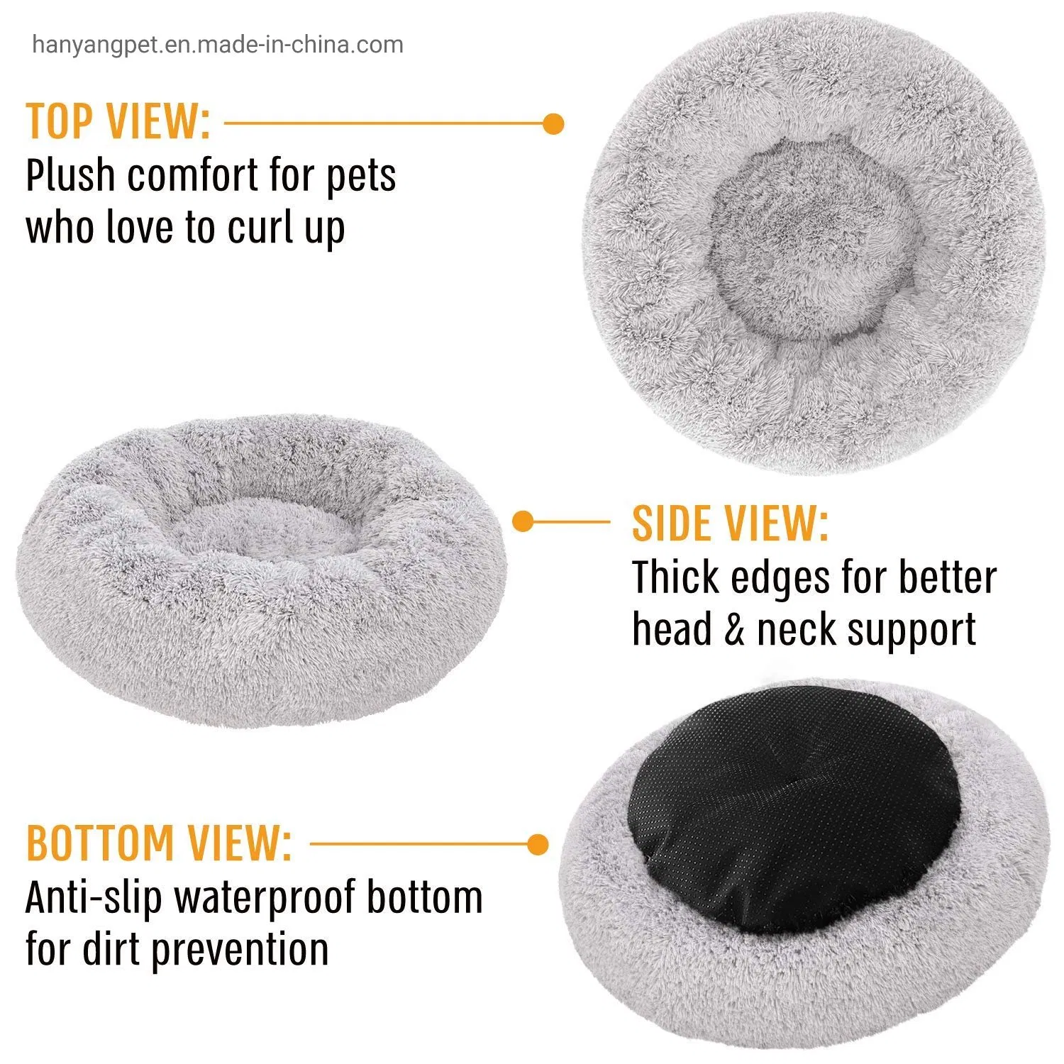 Hanyang Custom Design Washable Plush Calming Marshmallow Cuddler Nest Soft Fuzzy Eco Friendly Pet Cat Dog Bed Luxury Dog Bed