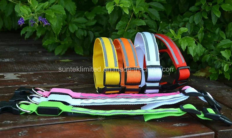 Double Reflector Strip LED USB Rechargeable Glow in Dark Dog Harness Dog Collar for Wholesale