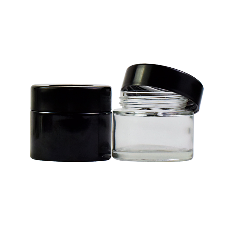 Wholesale 3.5g 10g UV Black Magnifying Glass Jar Child Proof Jar Flower with Smell Proof Child Resistant Magnifying Lid