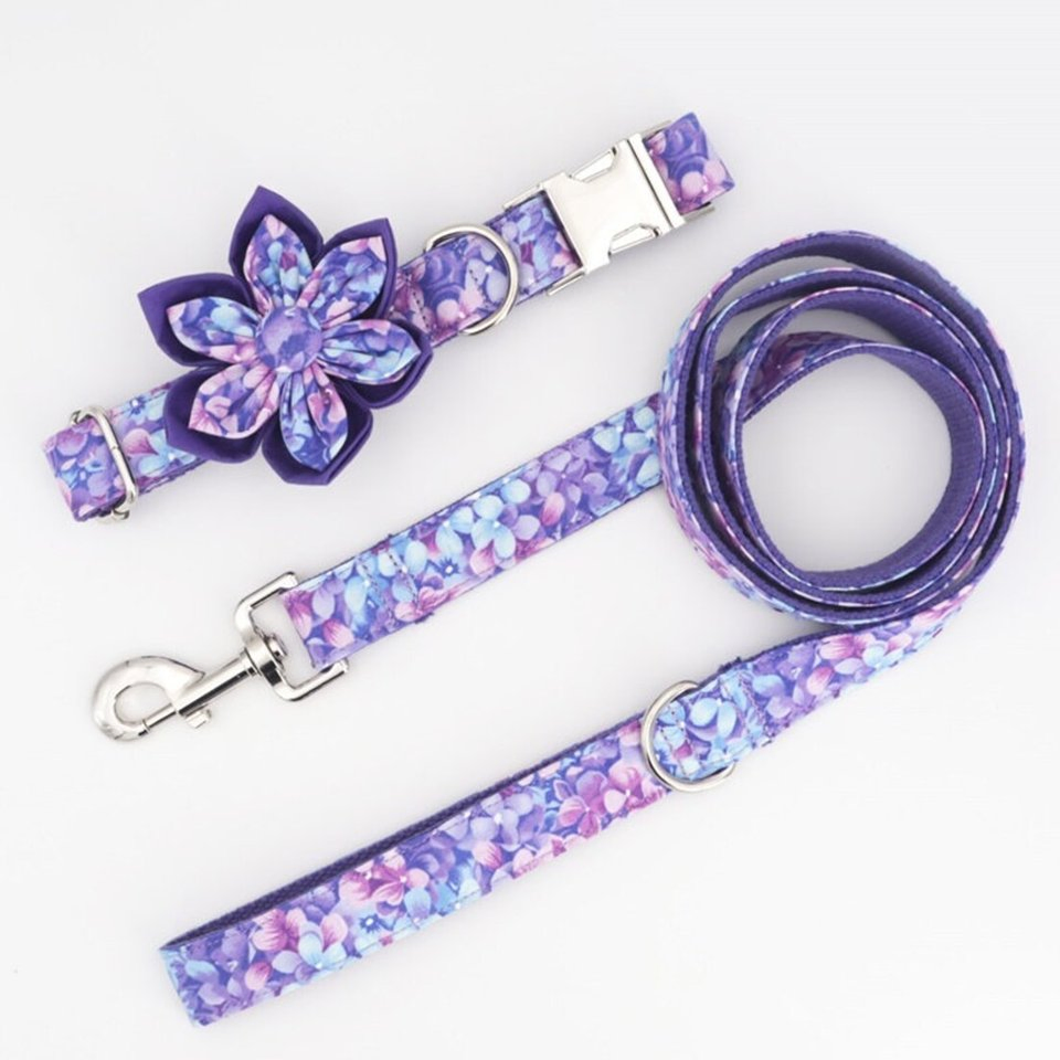 Cute Girl Dog Collars with Bow Multiple Floral Patterns Female Pet Dog Collars with Adjustable Safety Metal for Wedding Holiday