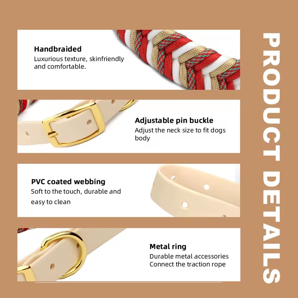 Custom Logo Handwoven Christmas Gift Decoration Waterproof Dog Collar Pet Collar Gift for Dog