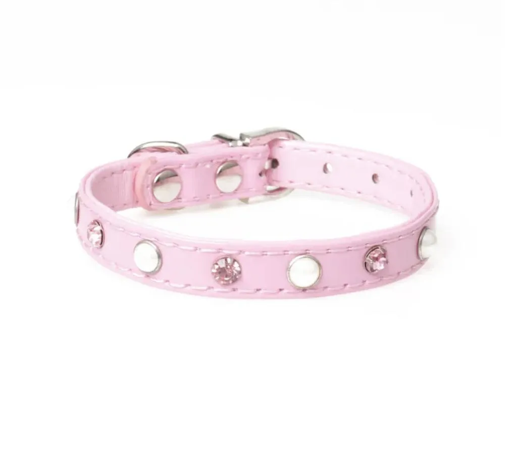 Pearl Necklace Rhinestone Crystal Pet Cat Collar