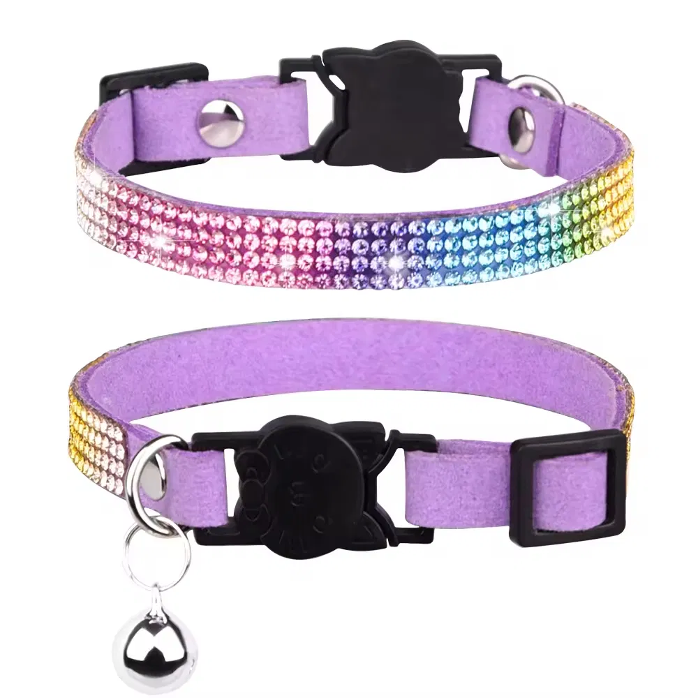 Adjustable Bling Crystal Diamond Cat Collar with Bell for Pets