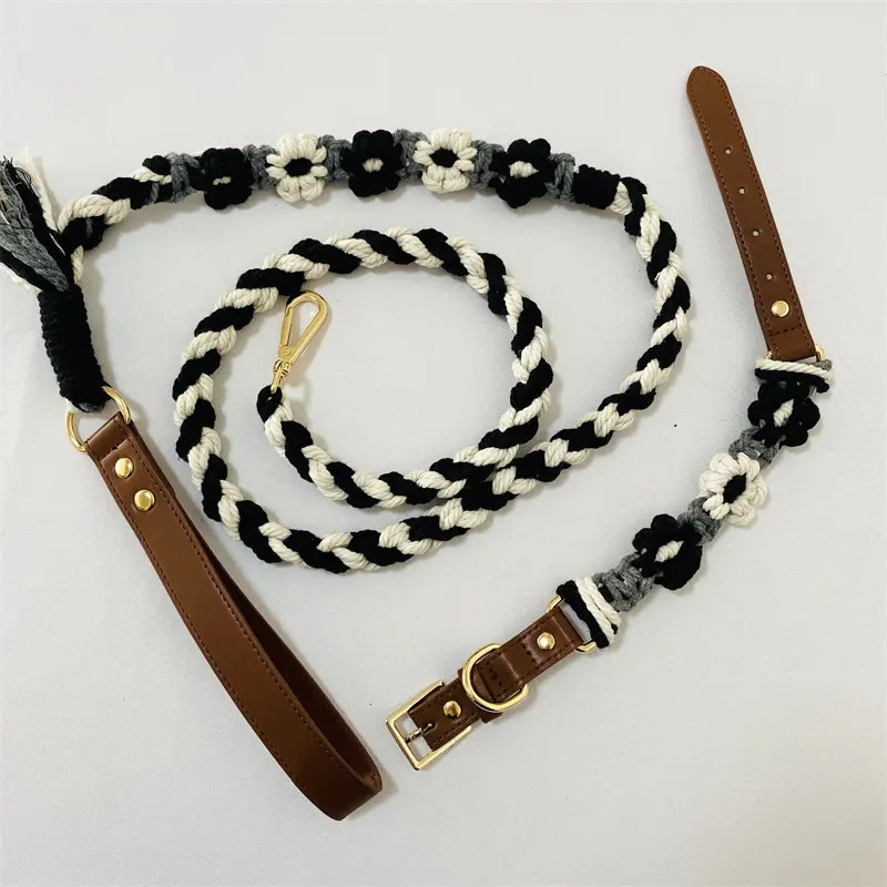 Macrame Braided Pet Leash Boho Dog Leash for Dog Walk Training