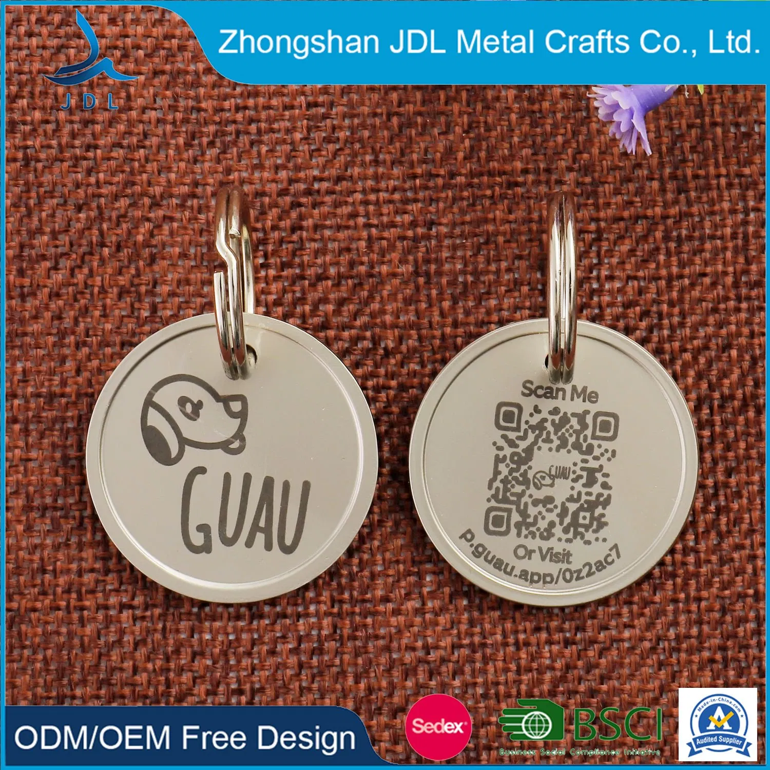 Promotional Gift China Manufacturer Custom Name ID Metal Iron Stamped Printing Logo Camouflage Military Dog Tag with Chain