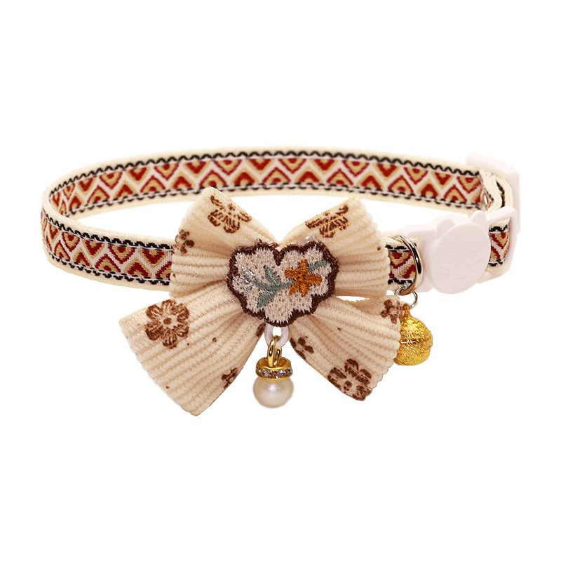 Pet Cat Collar with Lace Bow Tie Cat Dog Bell Collar