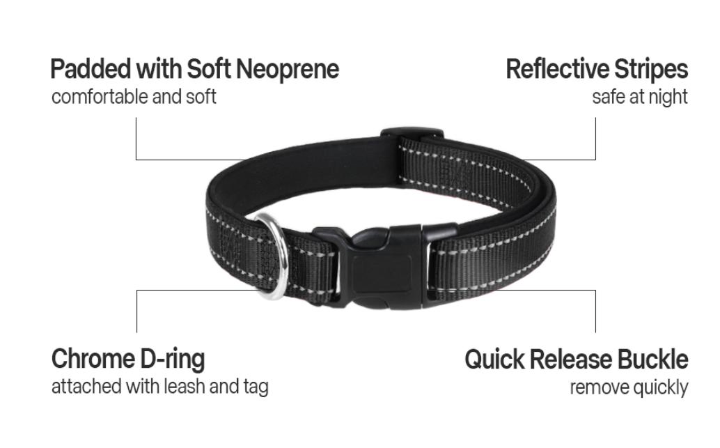 Reflective Dog Collar, Soft and Breathable Nylon Pet Collar Adjustable