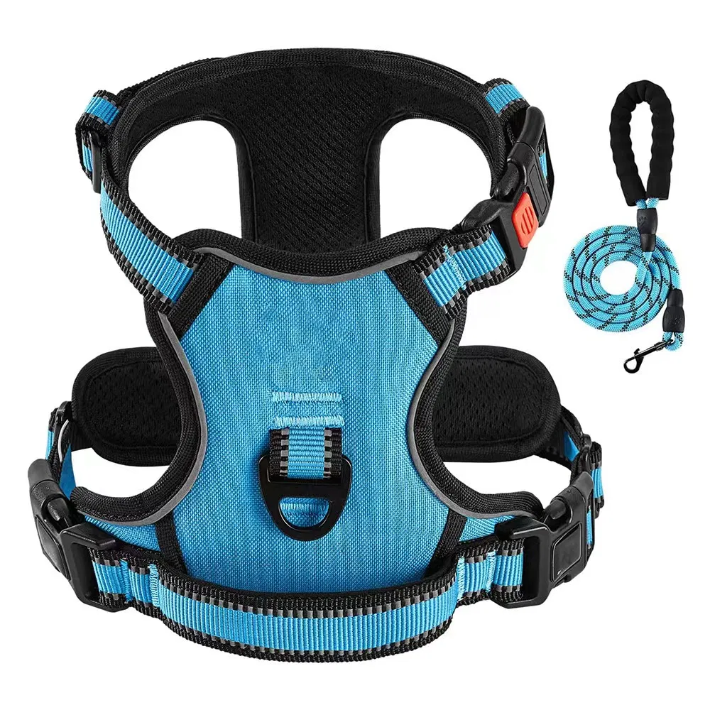 No Pull No Choke Front Lead Dog Reflective Harness, Adjustable Soft Padded Pet Vest Harness