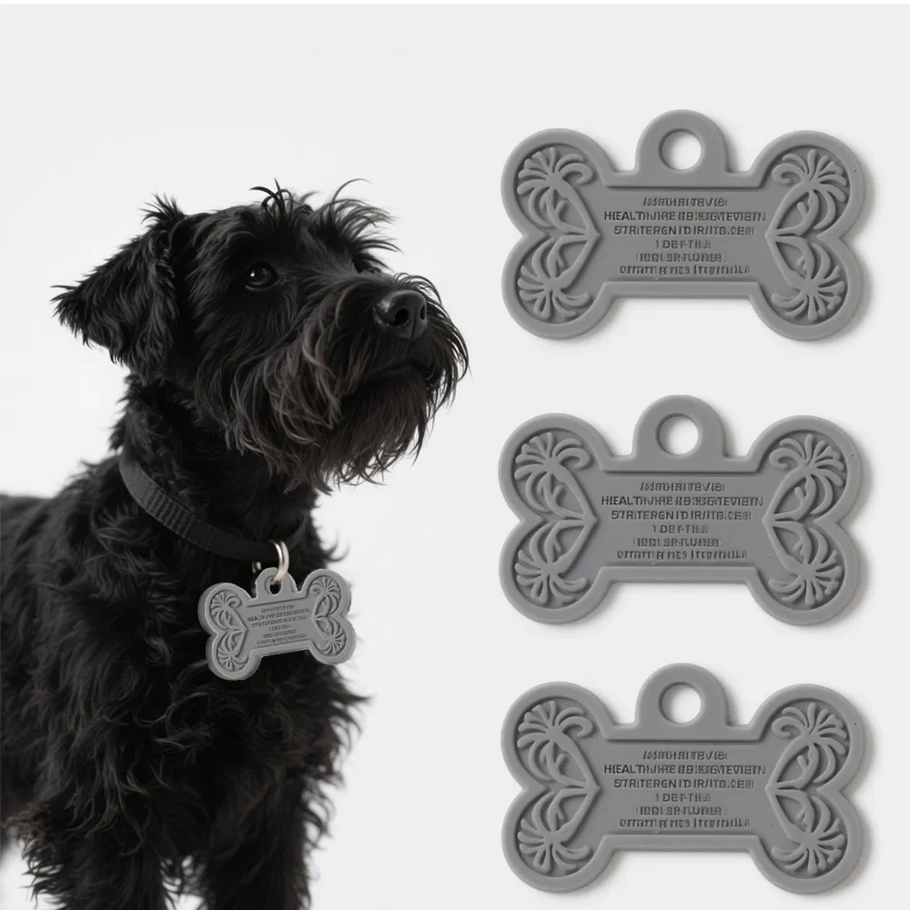 Stronger Top Silicone Pet Tag Mini Name ID Tag Custom Engraved Pet Pendant for Tactical Collar Dog or Cat