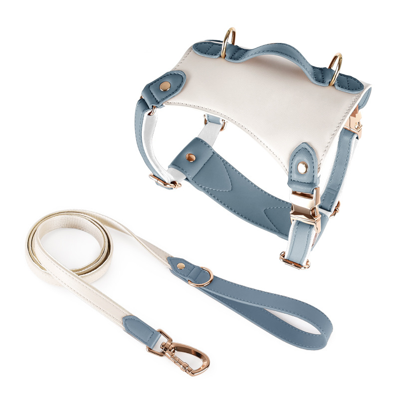 Luxury Pet Collars Leather Leashes Harnesses Harness for Dog with Handle with Retractable Leash
