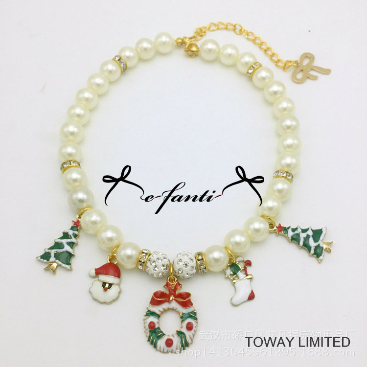 Cute Pet jewelry Necklace Design Rhinestone Dog Pearl Collars