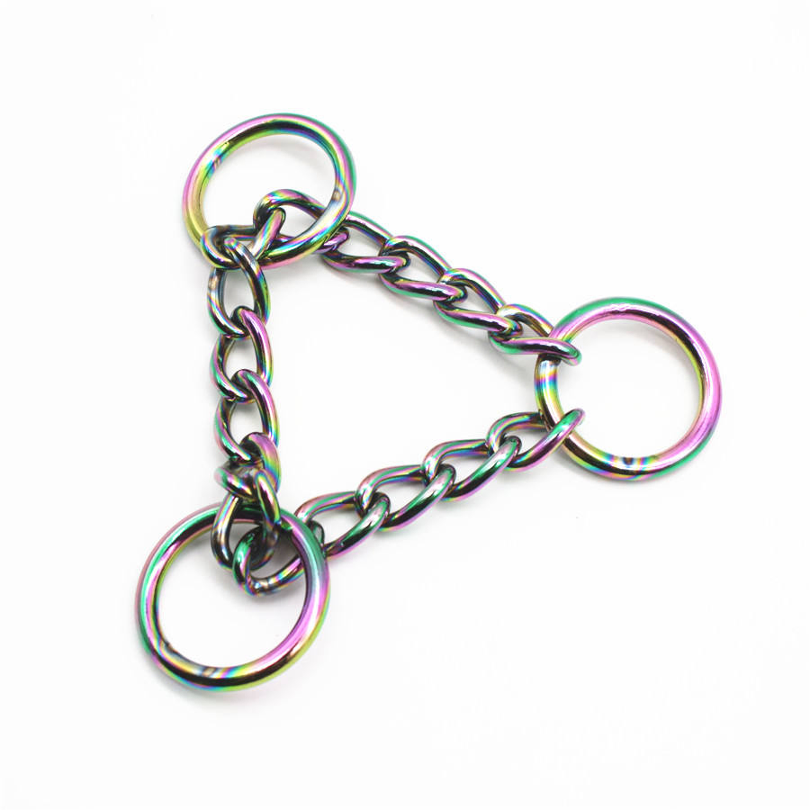 Yellow Gold/Silver /Rainbow /Gunmetal/Black/Rose Pet Collar Hardware Gold Stainless Steel Martingale Chain for Dog Collar L/M/S