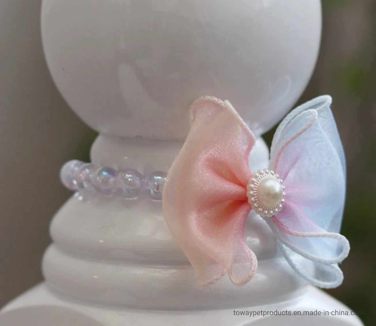 Design New Pet Pearl Bowknot Necklace Dog Collars Pup Accessories