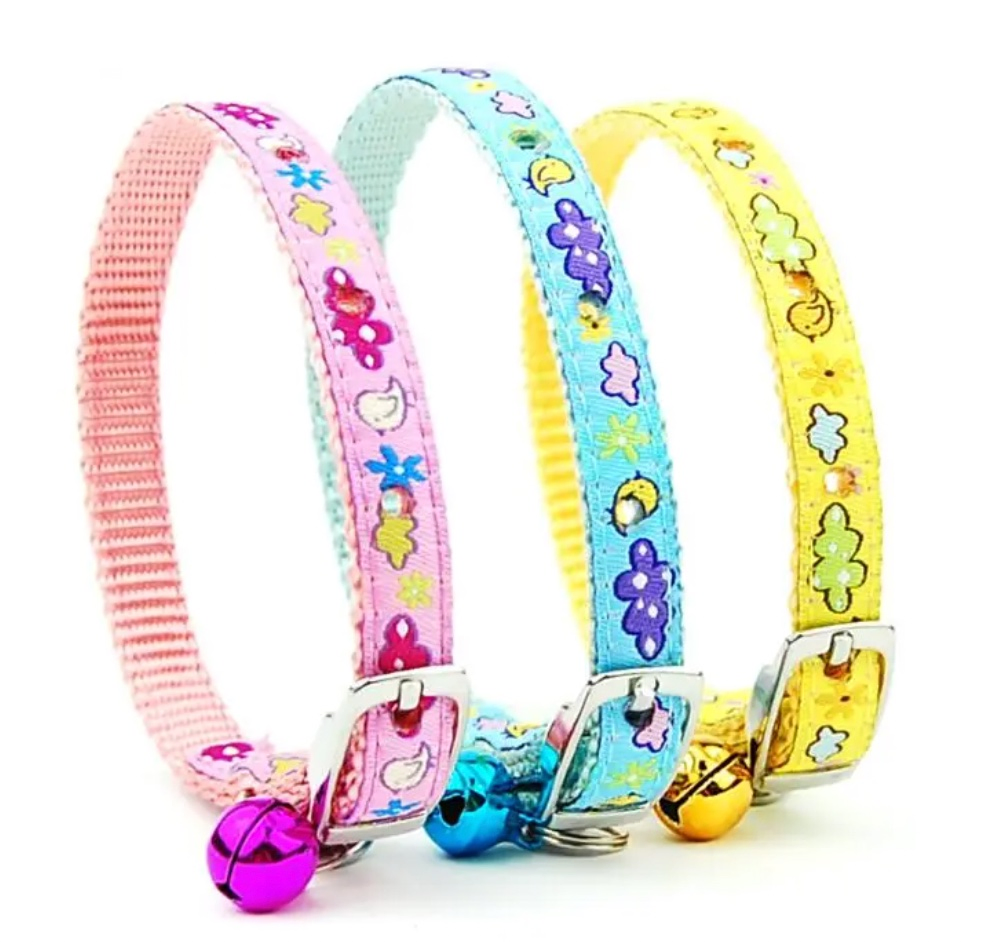 Wholesale in Stock Floral Printing Luxury Small Nylon Pet Cat Collar