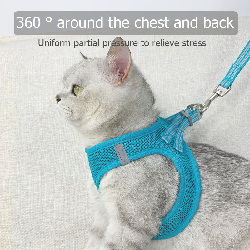 Reversible Night Safe Reflective Pet Harness Dog Harness and Leash Set