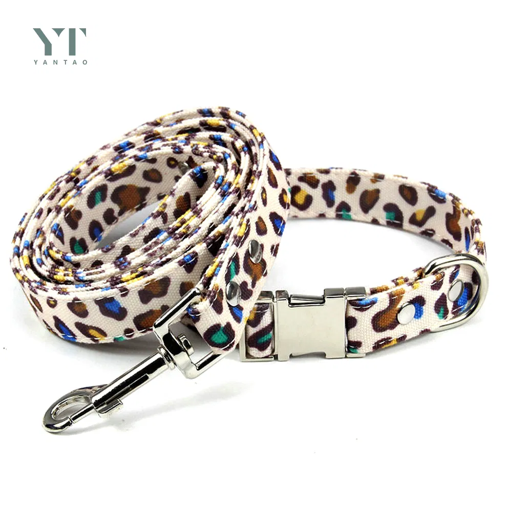 Pet Products Custom Logo Cotton Canvas Pet Collars with Nylon Webbing Dog Collar Dog Collar Safety Training Canvas Pet Collar