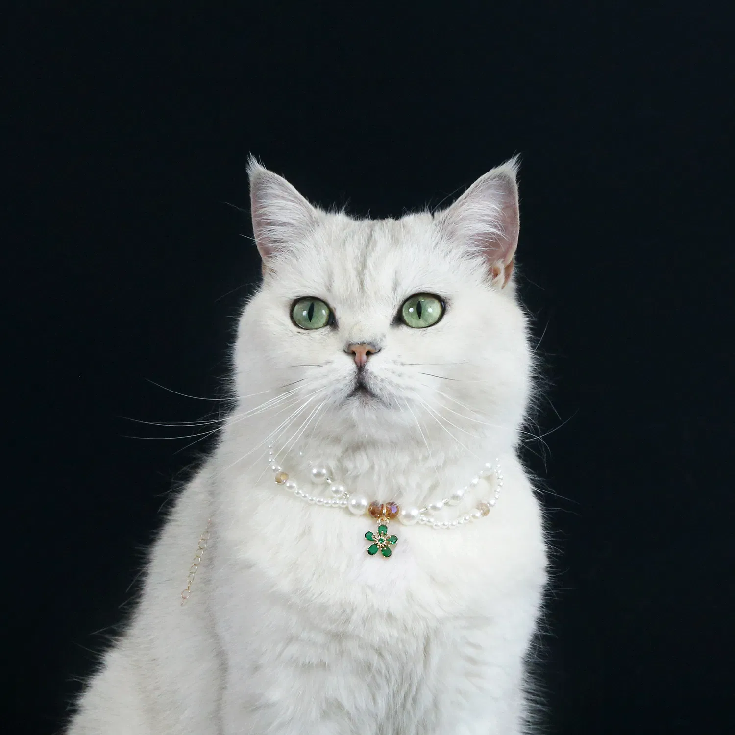 Multi-Layer Pearl Pet Bib Collar with Crystal Charms for Cats &amp; Small Dogs