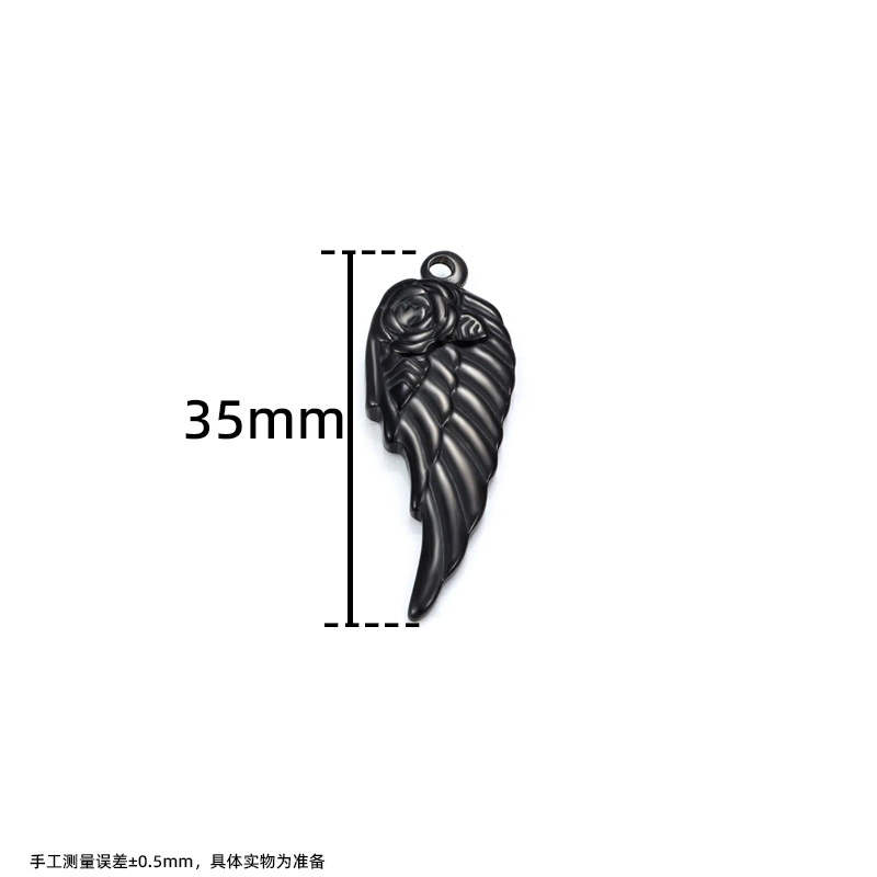 Wholesale Stainless Steel Rose Wings Pendant with Gold Electroplating DIY Jewelry Findings &amp; Components Necklace Pendant