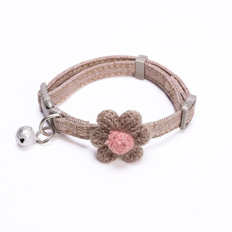 Pet Supplies Cat Dog Bell Flower Woven Adjustable Collar Factory Customized High Quality