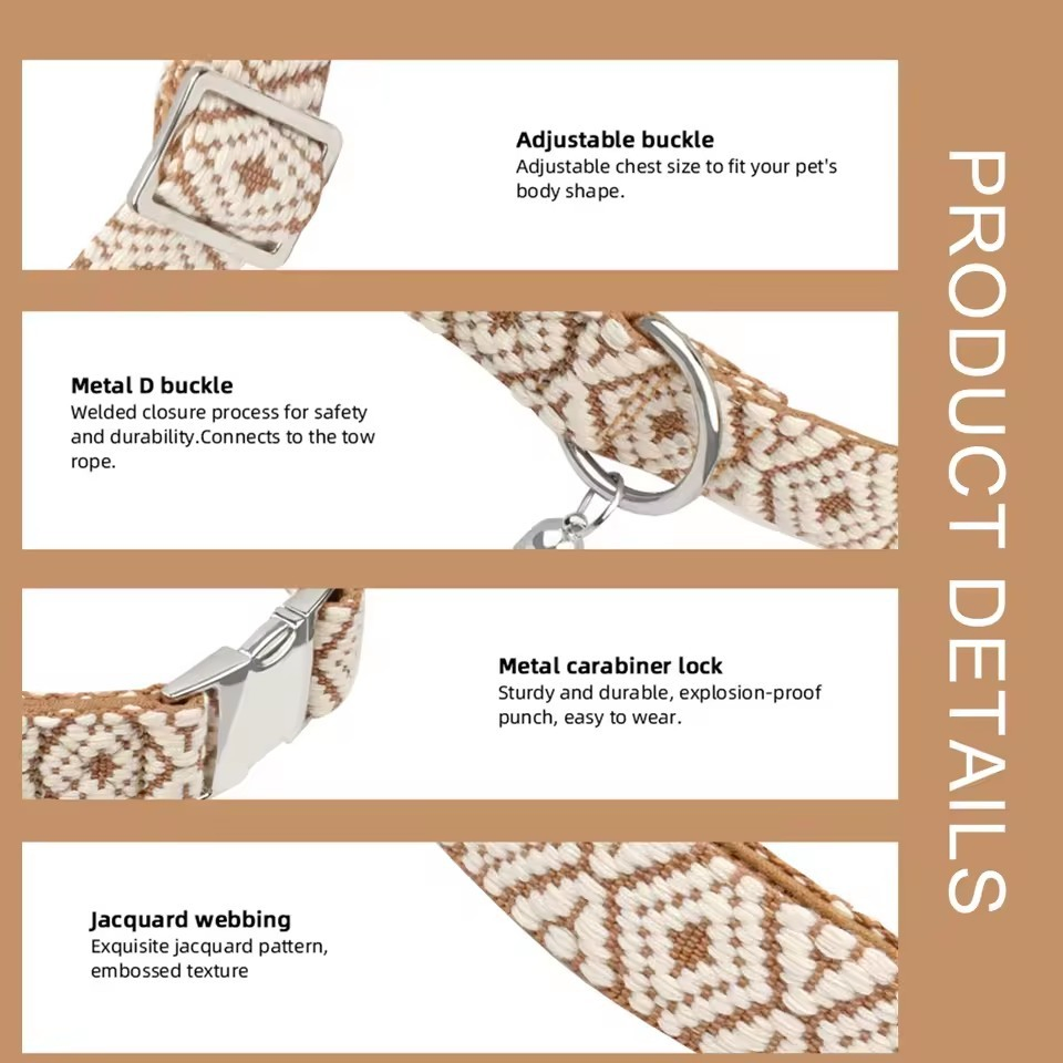 Bohemian Style Dog Collar New Pet Collar for Small Medium and Large Dogs Jacquard Accepts Customization Pet Supplies