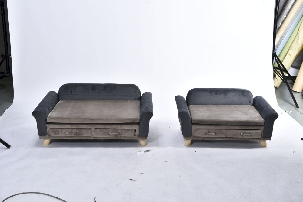 Soft Pet Sofa Bed with Drawer Storage for Cats and Dogs