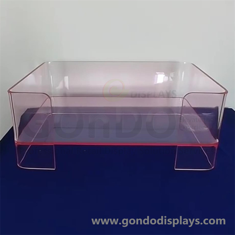 New Premium Lucite Custom Big Cats Sleeping Square Dog Sofa Clear Acrylic Pet Bed and Bowl Feeder