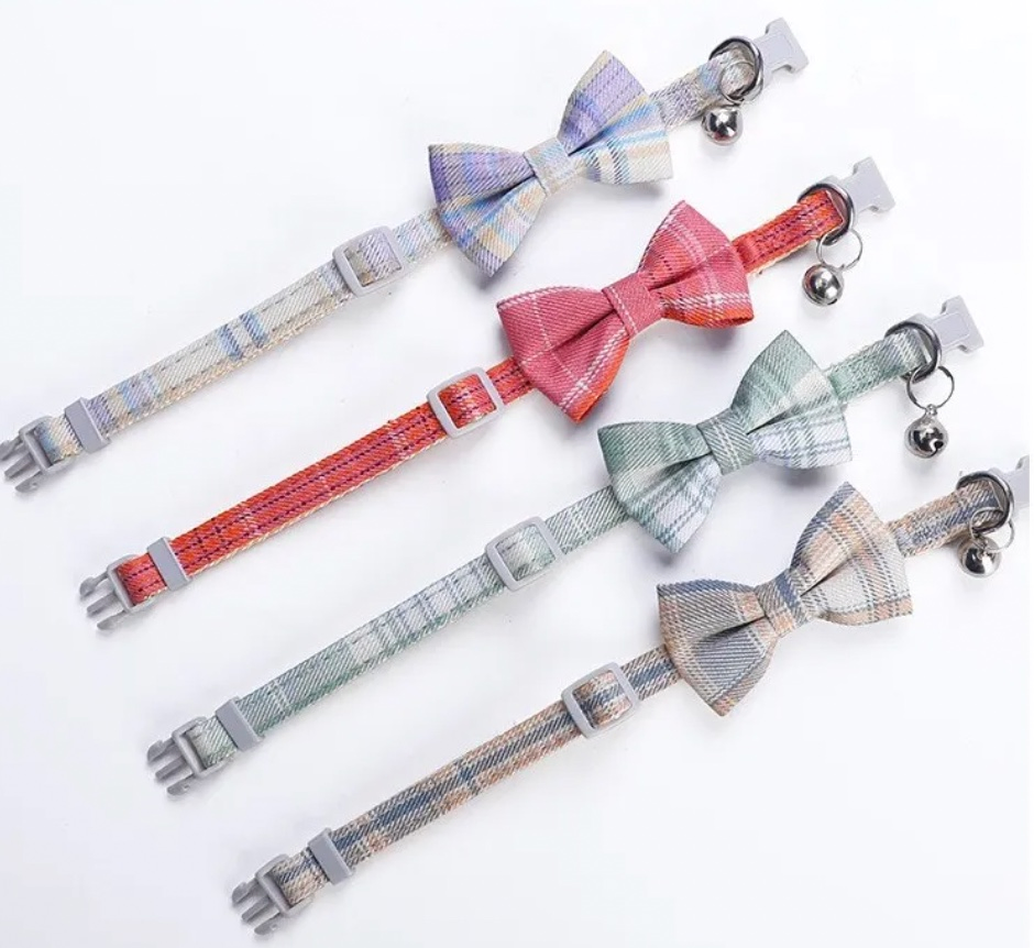 Hot Sale High Quality Plaid Pattern Bell Cat Collar Comfortable Pet Decoration Adjustable