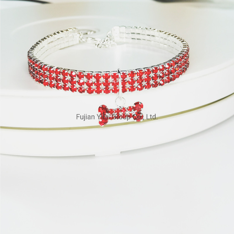 3 Pieces Bling Rhinestones Pet Collars Glitter Pendant Dog Collars Adjustable Crystal Cat Collar Elastic Pet Necklace