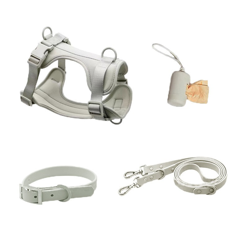 All-in-One Pet Collar and Leash with Built-in Poop Bag Storage