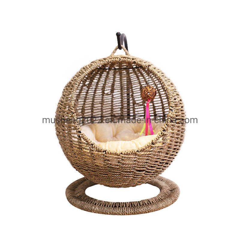 Eco Friendly Comfortable House Modern Furniture Raised Hanging Rattan Cat Pet Beds