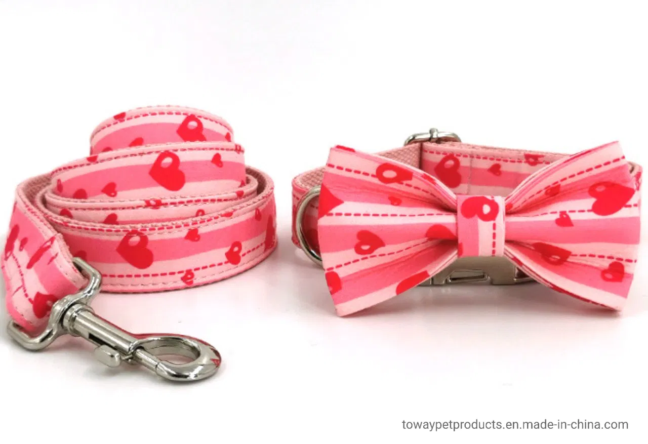 Cute Quality Dog Dots Bowknot Collars Pet Collars with Lead