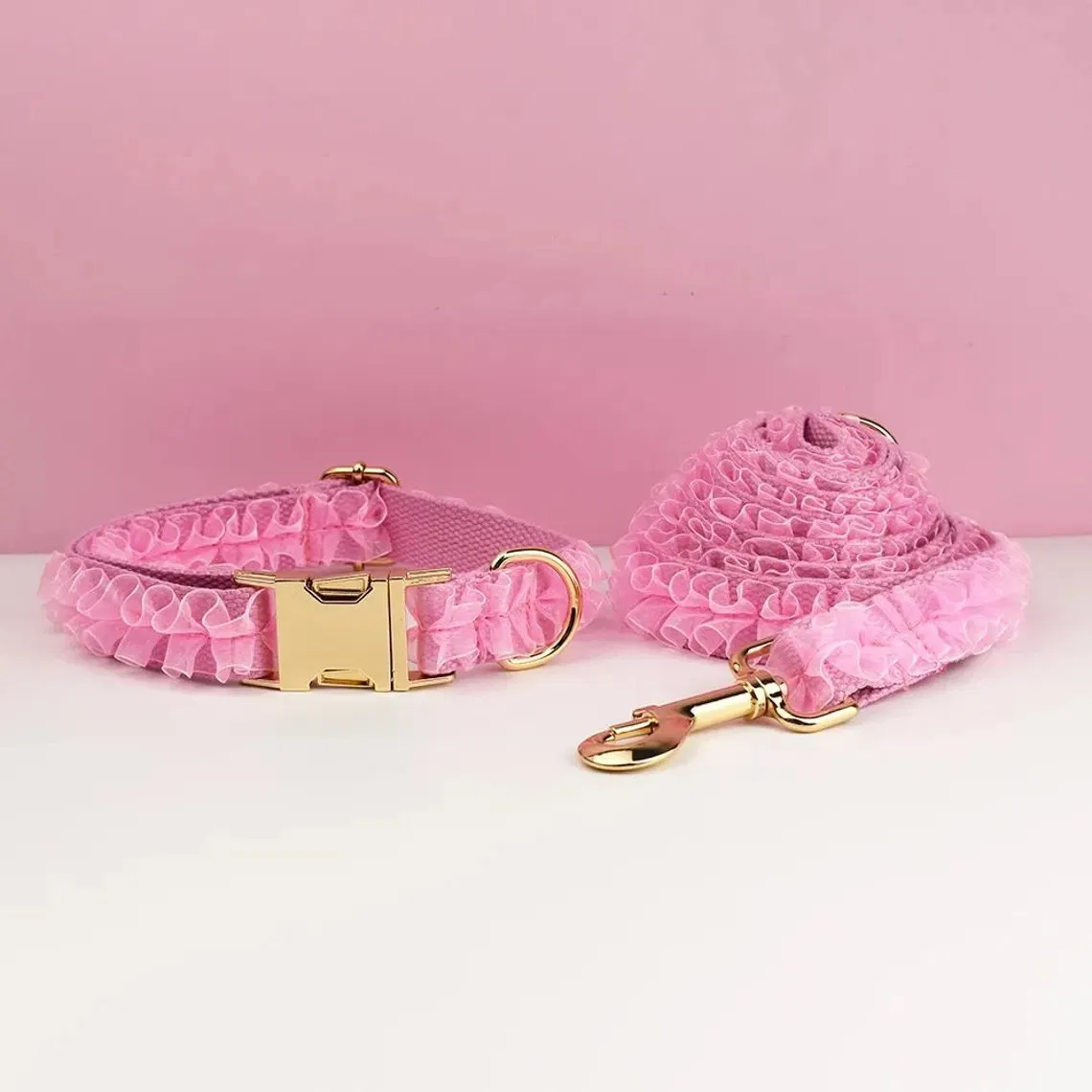 Lace Wedding Dog Collar Flower and Lead Set