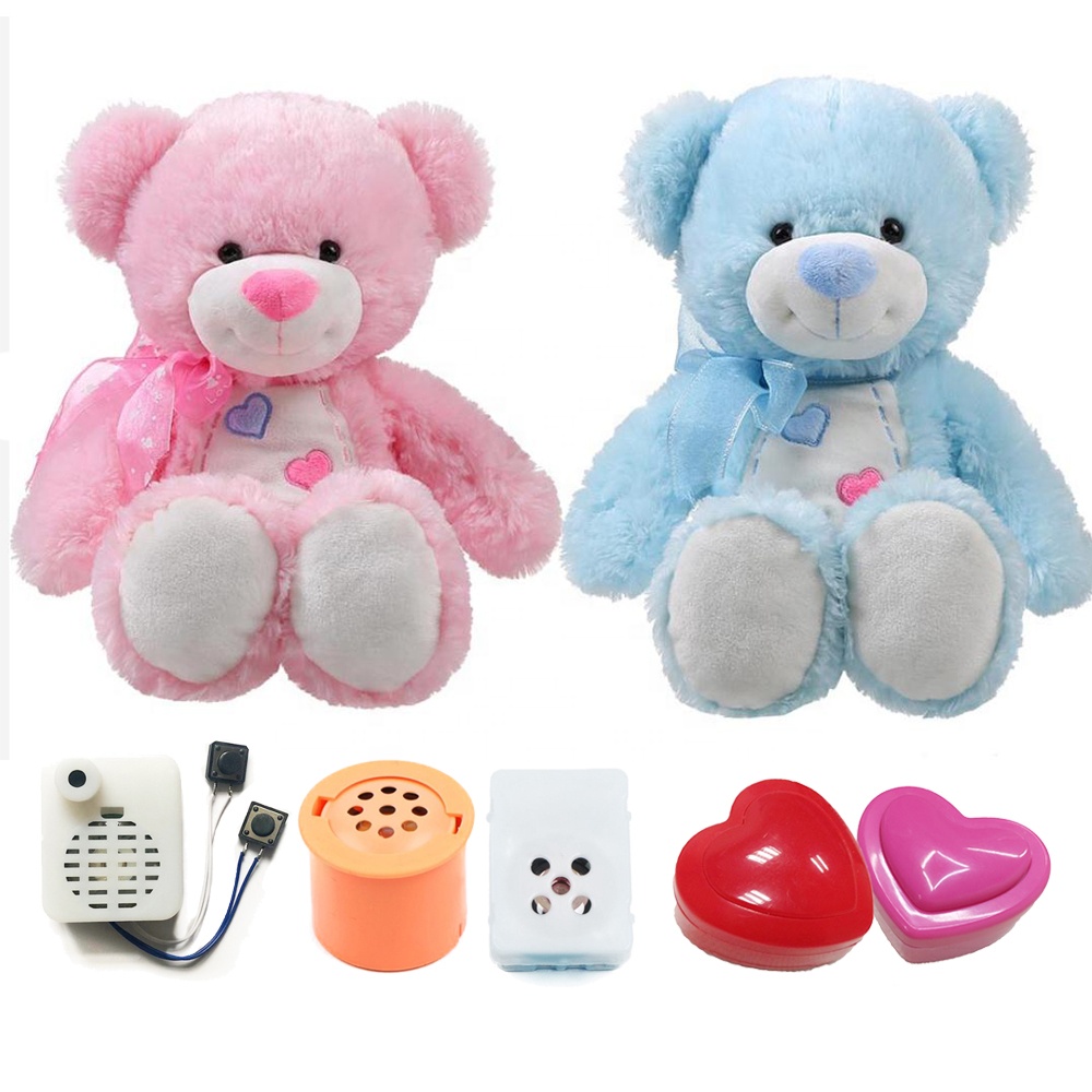 Custom Plush Record Your Voice Plush Animal Toys OEM Design Teddy Bear With Recording Heart Beat