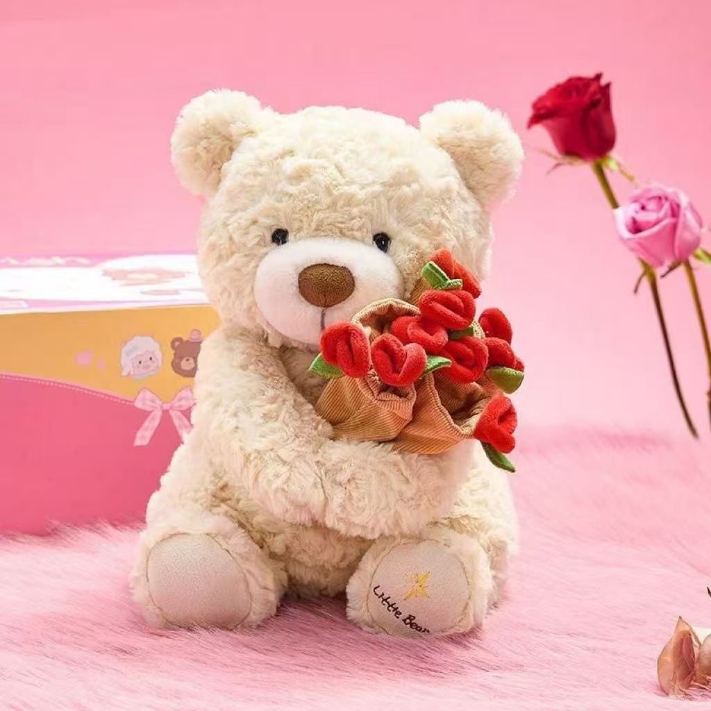 Creative New Valentine's Day Teddy Bear Plush Toy Rose Hat Super Soft Plush Pp Cotton Filled Vacuum Packed For Girls Boys 14