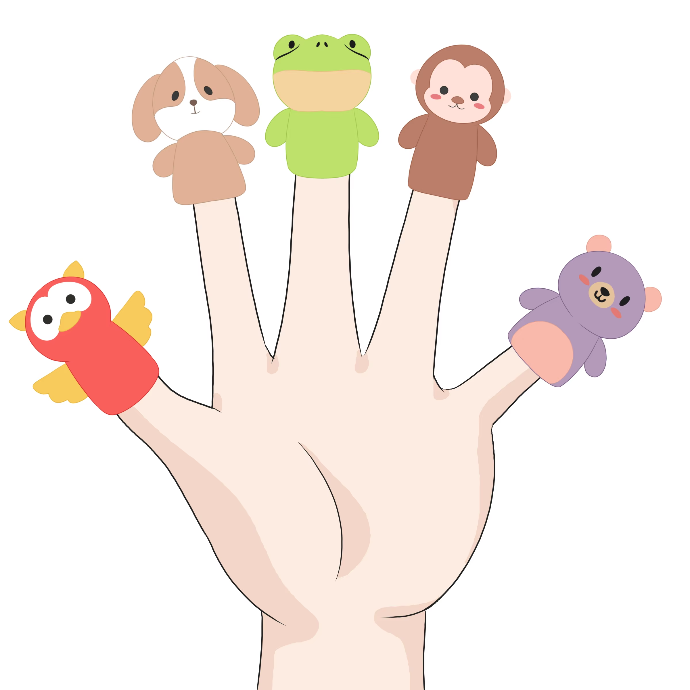 Custom Plush Puppet Finger Soft Hand Accessory Toys Stuffed Animal Mini Cute Kawaii Doll for Kids Educational Story Telling