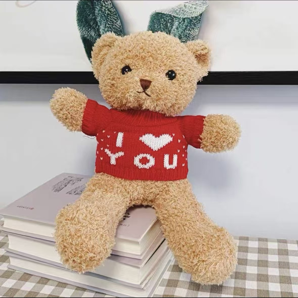 Hot Valentine's Day Super Soft PP Cotton Teddy Bear Plush Toy Bedtime Stuffed Animal Love Doll Heart Sweater Perfect Gift Your